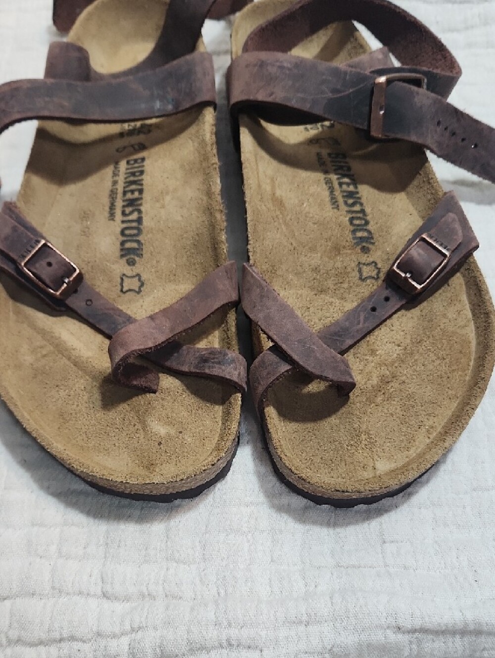 Birkenstock Brown Leather Cross-Strap Sandals - Picture 6 of 7